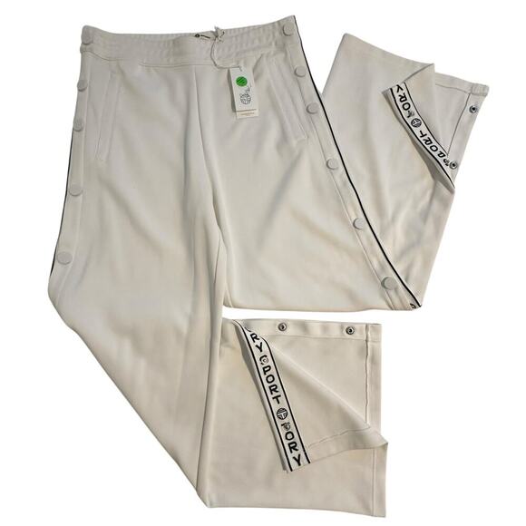 NWT Tory Sport Tear Away Track Pants White Medium - Picture 1 of 10